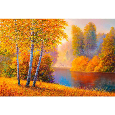 Алмазная мозаика Золотая осень 30х40 см полное заполнение Рыжий кот НД-0395 1